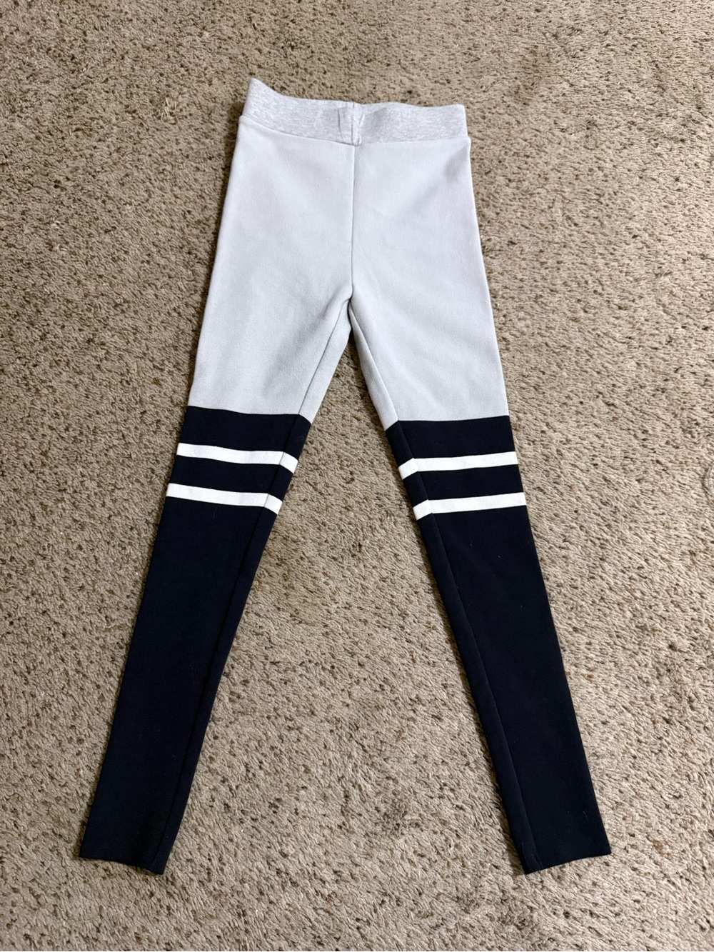 Two-Tone Varsity Style High-Waisted Black & Grey Athletic Leggings